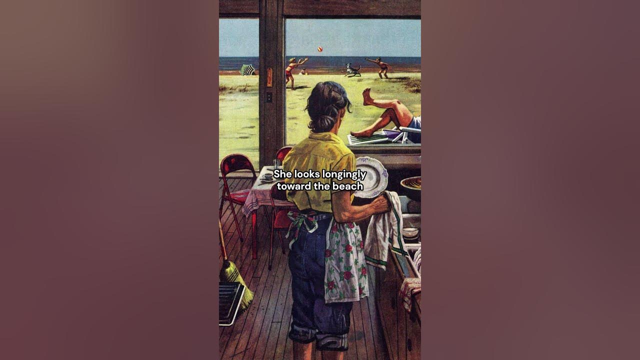 May this type of ‘love’ never find me | Doing Dishes at the Beach (1952) by Stevan Dohanos #art