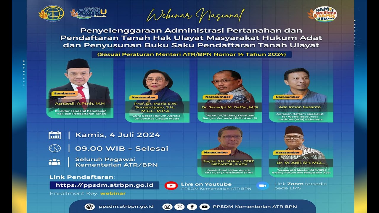 Webinar Nasional Penyelenggaraan Administrasi Pertanahan dan Pendaftaran Tanah Hak Ulayat