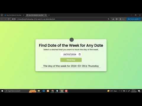Day of the Week for Any Date Finder Using HTML, CSS and JavaScript with ...