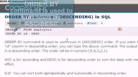 MySQL Tutorial :  ORDER By statement