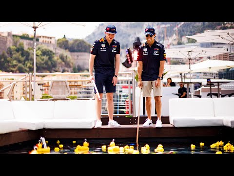 Hook-a-Duck | Max Verstappen and Sergio Perez Go Fishing At The Monaco Grand Prix