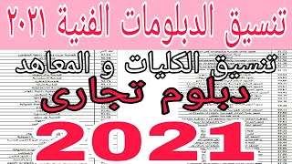 تنسيق التجاري2021  كل ما تريد معرفتة عن تنسيق الدبلومات الفنية 2021-2022/ اعرف مجموعك يدخلك ايه2021