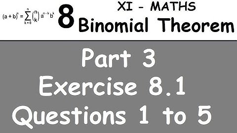 Kerala State 11th math - Chapter 8 - Binomial Theorem - Part 3 - Exercise 8.1 - Questions 1 to 5