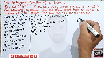 Finding the value of labour that maximizes the profits from a production function