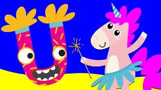 U for Unicorn | Alphabet Phonics | Learn to Read Letter Sounds with Animals