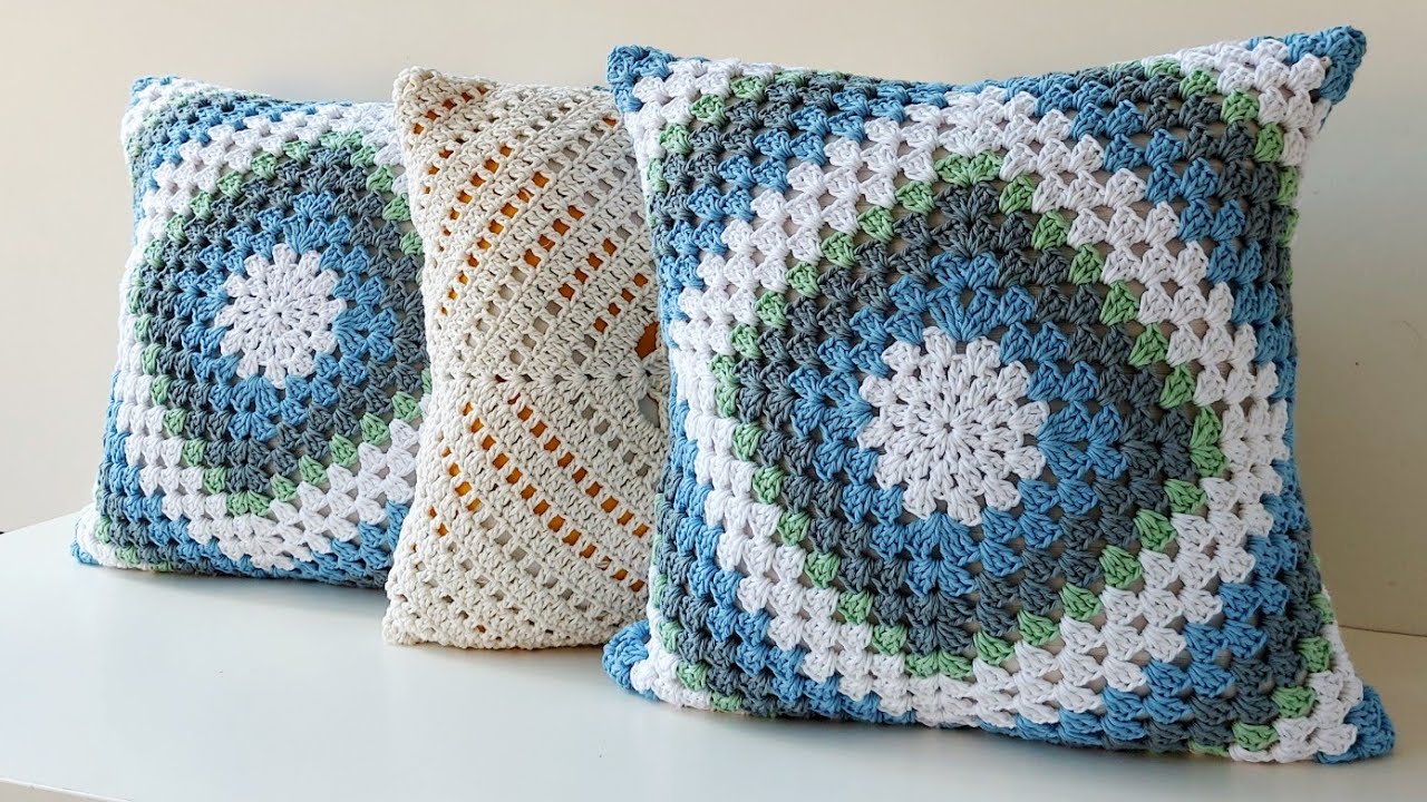 Capa de almofada em crochê 100%Algodão - passo a passo completo