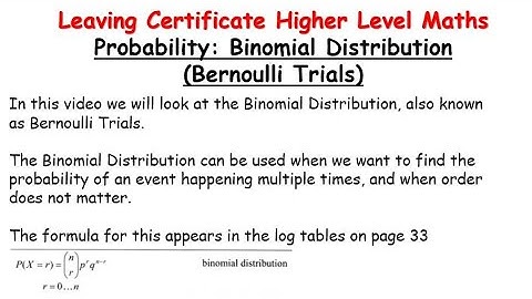 LCHL Probability Revision - Binomial Distribution Bernoulli Trials