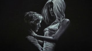como dibujar sobre papel negro dibujo de amor