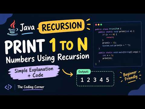 Print Numbers from 1 to N Using Recursion in Java | Recursion for Beginners 🔥