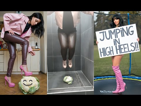 Attractive Madam JUMPING IN HIGH HEELS to CRUSH a Cauliflower! 😘❤️️😘