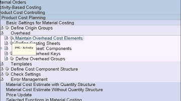SAP Product  Costing  Training - Maintain Overhead Cost  Elements