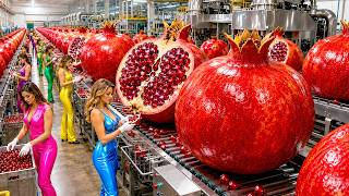 Inside A Modern Pomegranate Factory: From Fresh Red Fruit To Nutritious Delicious Drinks Daily Juice