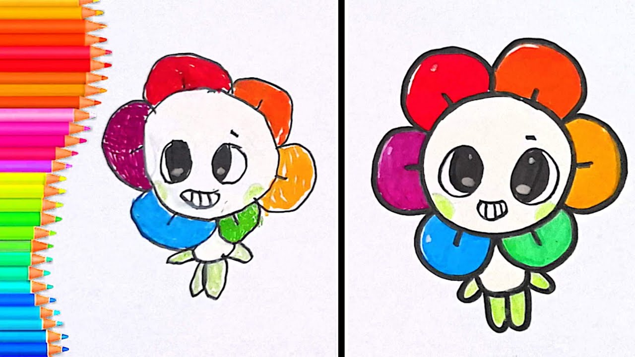 🌈Paper DIY🌈HOW TO DRAW DANDYS WORLD WITH RIGHT HAND VS LEFT HAND # ...