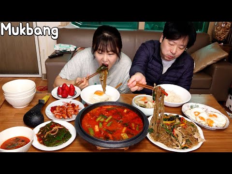 정성가득 집밥 먹방! 어머님표 잡채, 깻잎김치 만들기 | 육개장, 비엔나소시지, 계란후라이, 동치미 | Mukbang