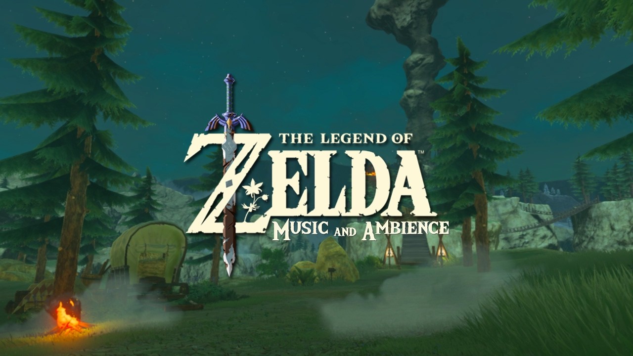 A Day in Zelda Ambience ( Relaxing video games music mix w/ soft Campfire)