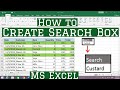 How to create search box in ms excel  ms excel how to insert search box  search box in excel