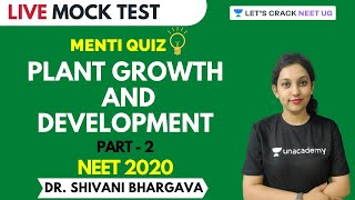 In this session, dr. shivani bhargava takes a menti quiz on plant
growth and development for neet 2020 examination. lesson, shar...