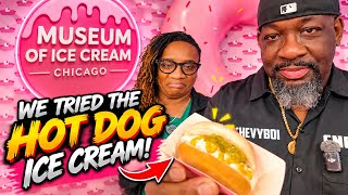 We Ate Hot Dog Flavored Ice Cream on a REAL BUN.. Checkout our reactions!! #chicago #icecream [4K]