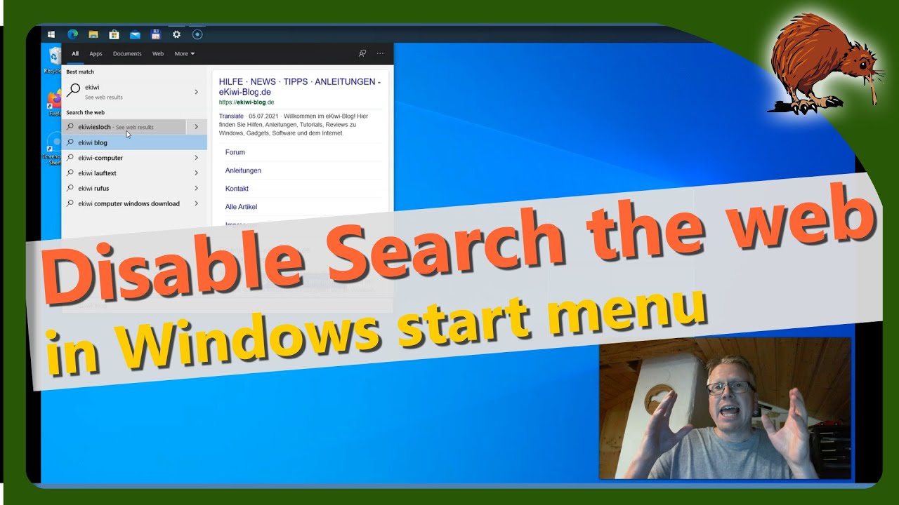 Windows: Disable “Search the web” in start menu