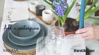 Mikasa Reactive Blue 12-Piece Dinner Set | Stoneware Dinnerware Set for 4