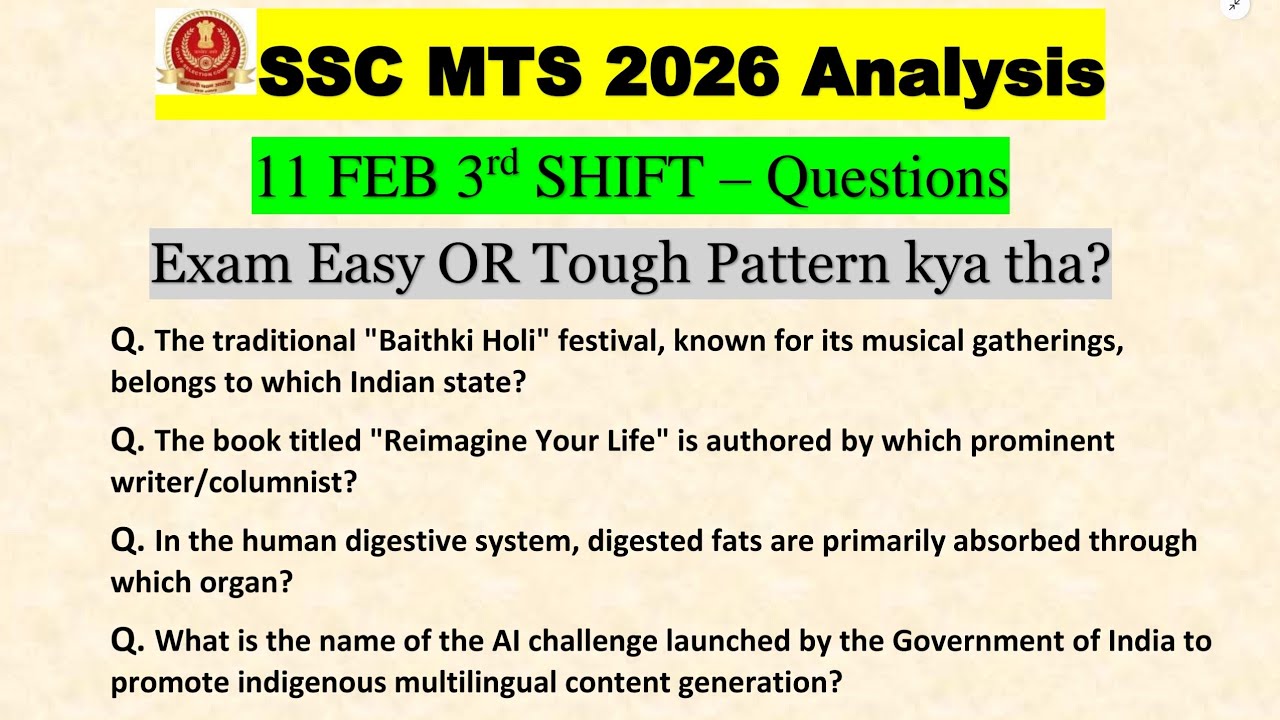 SSC MTS 3rd Shift Exam Analysis | SSC MTS 2026 Today Paper Review