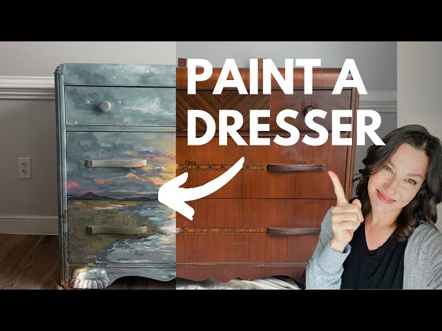 I Bought This Antique Waterfall Dresser for $16 Then I Painted a  Masterpiece! Full tutorial! - YouTube
