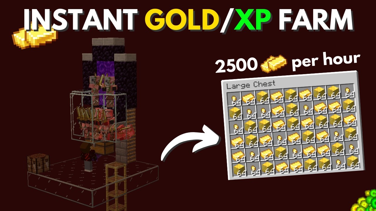 Minecraft INSANE Gold/XP Farm (Most Efficient) | Tutorial |1.21+