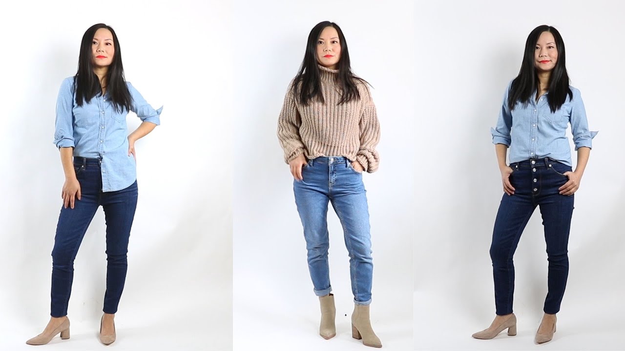 ways to tuck the front of your blouse in jeans, skirts and shorts