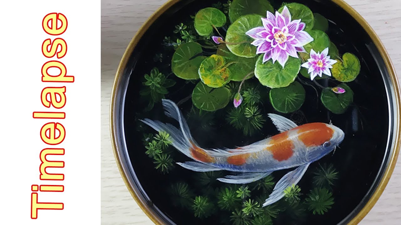 3D Resin Koi Fish Leaves Painting Stickers 3D Effect Simulation