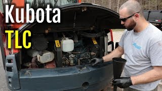 Kubota KX1213 Excavator Oil Filter & Fuel Filter Change | NH Homestead Vlog
