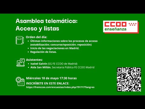 Asamblea telemática: Acceso y listas. 18/05/2022