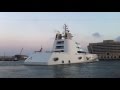 Motor Yacht A leaving Barcelona