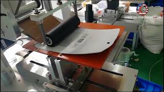 Semi automatic premade bag pouch flat surface labeling machine transparent label applicator