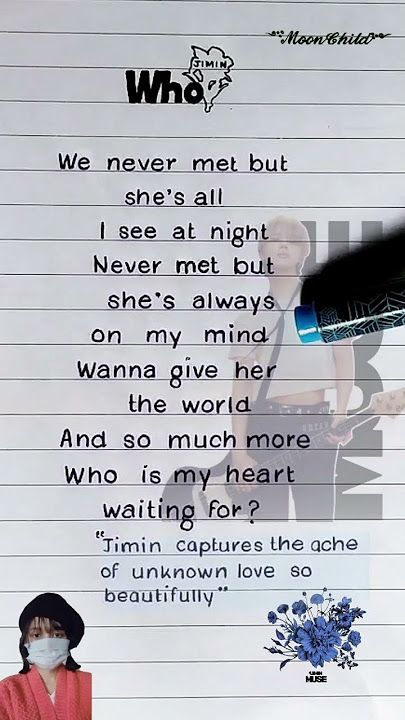 JIMIN – 'Who' Handwritten Lyrics | @moon_Child0369 #jimin #bts #방탄소년단 #btsarmy #handwriting #shorts