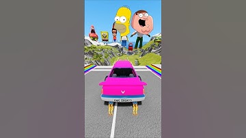 Cartoon Characters Car Jump Challenge 😂 BeamNG.Drive