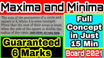 Board Exam 2021 - Maxima and Minima Word Problems Guaranteed 6 Marks- 12th Ex-6.5 Part-10
