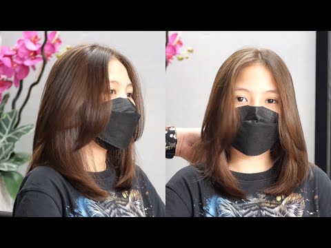 Beautiful long haircut front twist U shape ตัดผมทรงเสย ดูผมหนา มีน้ำหนัก
