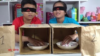 Trò Chơi Thách Bịt Mắt Chọn Số Đoán ĐỒ ĂN BẤT NGỜ Trong Hộp - What's in the BOX Challenge!!