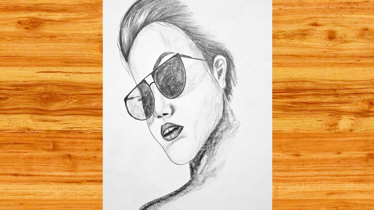 how to draw a cute girl with sunglassessunglasses pencil sketch for beginnergirl drawing