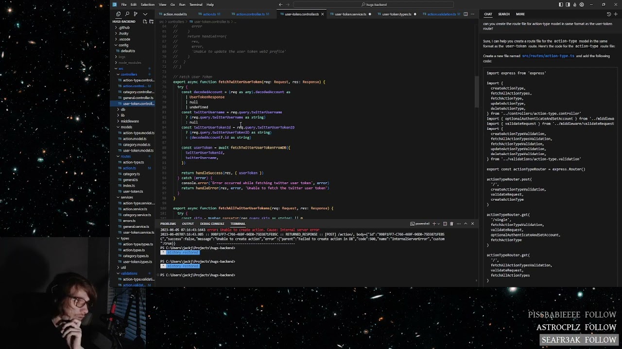 updating user model and apis - hugz project