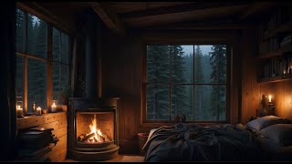 Gentle Rain and Fireplace Sounds for Cozy Cabin Nights  Relax after a long stressful day