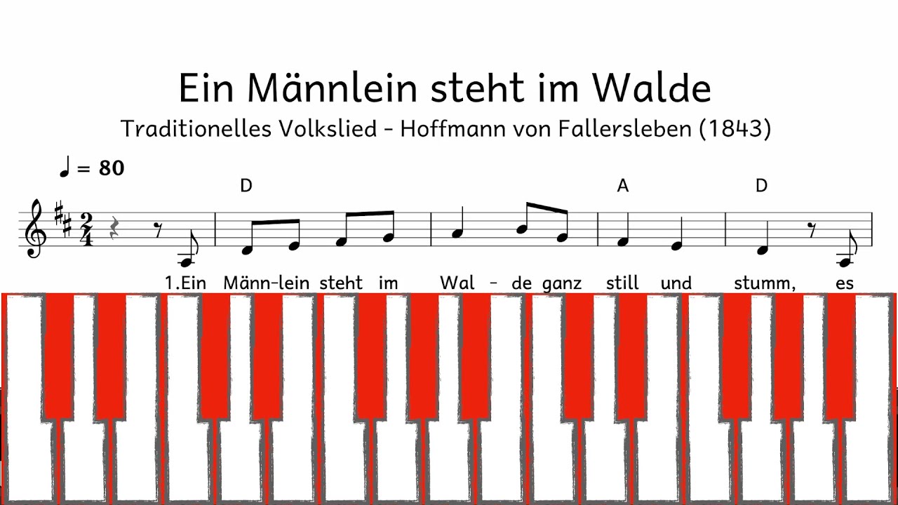 Klavier Ein Männlein steht im Walde (Klaviatur, Melodie, Akkorde, Text) YouTube Klavier Ein Männlein steht im Walde (Klaviatur, Melodie, Akkorde, Text) YouTube