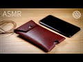 [ASMR] Making a leather iPhone neck pouch | Leather working sound