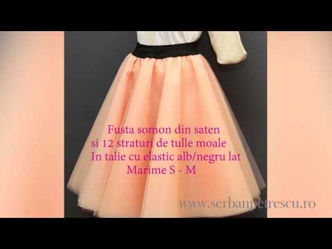 Fusta somon din saten si 12 straturi de tulle moale