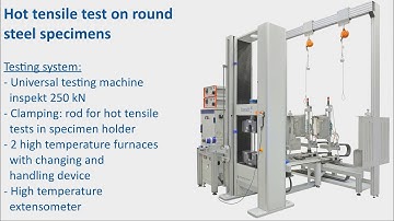 Hot tensile test on round steel specimens