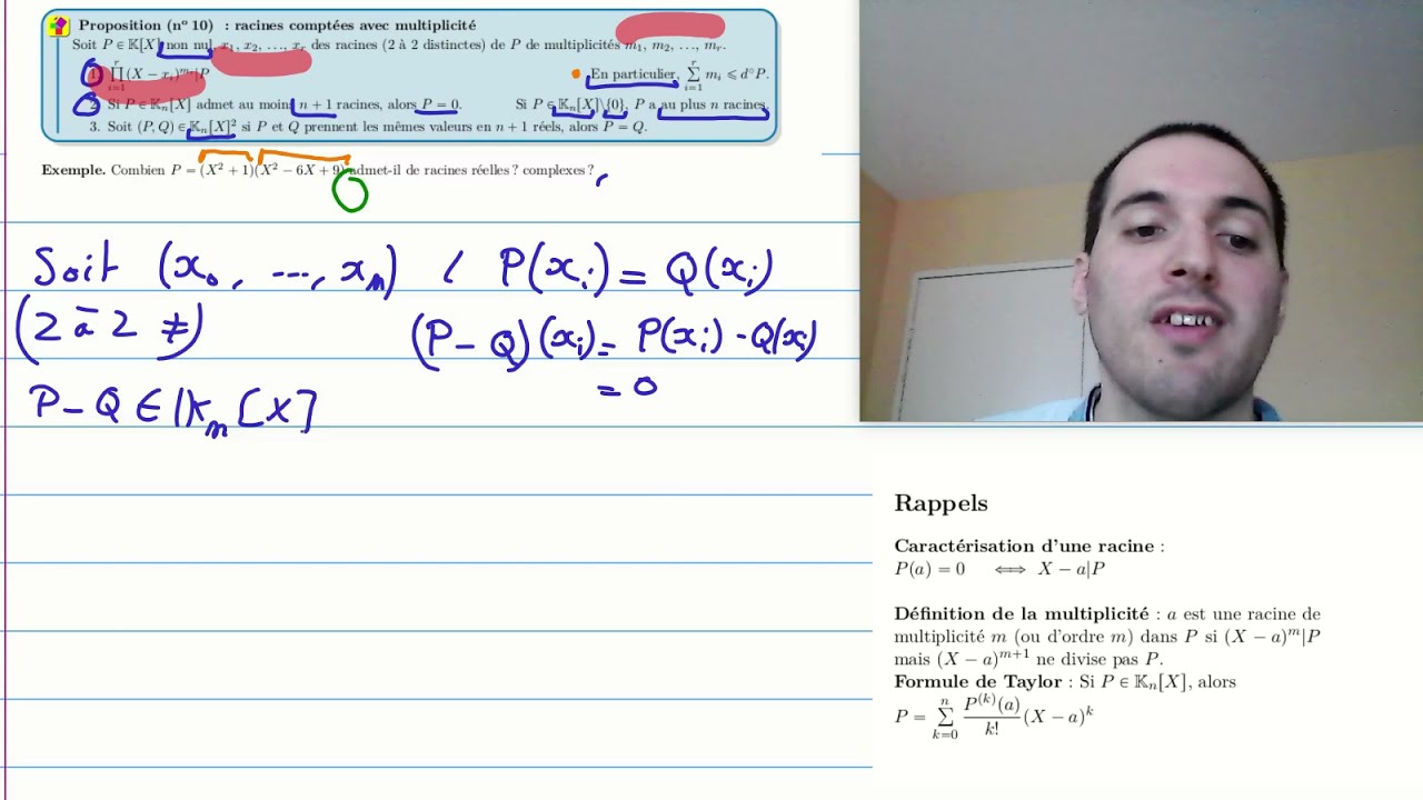 Cours Polynômes : racines comptées avec multiplicité et racine d'un conjugué pour un polynôme réel