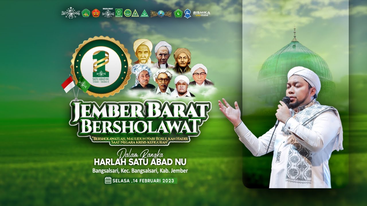 🔴 LIVE  JEMBER BARAT  BERSHOLAWAT BERSAMA MAJELIS SHOLAWAT SOKARAJJEH | HARLAH 1 ABAD NU BANGSALSARI