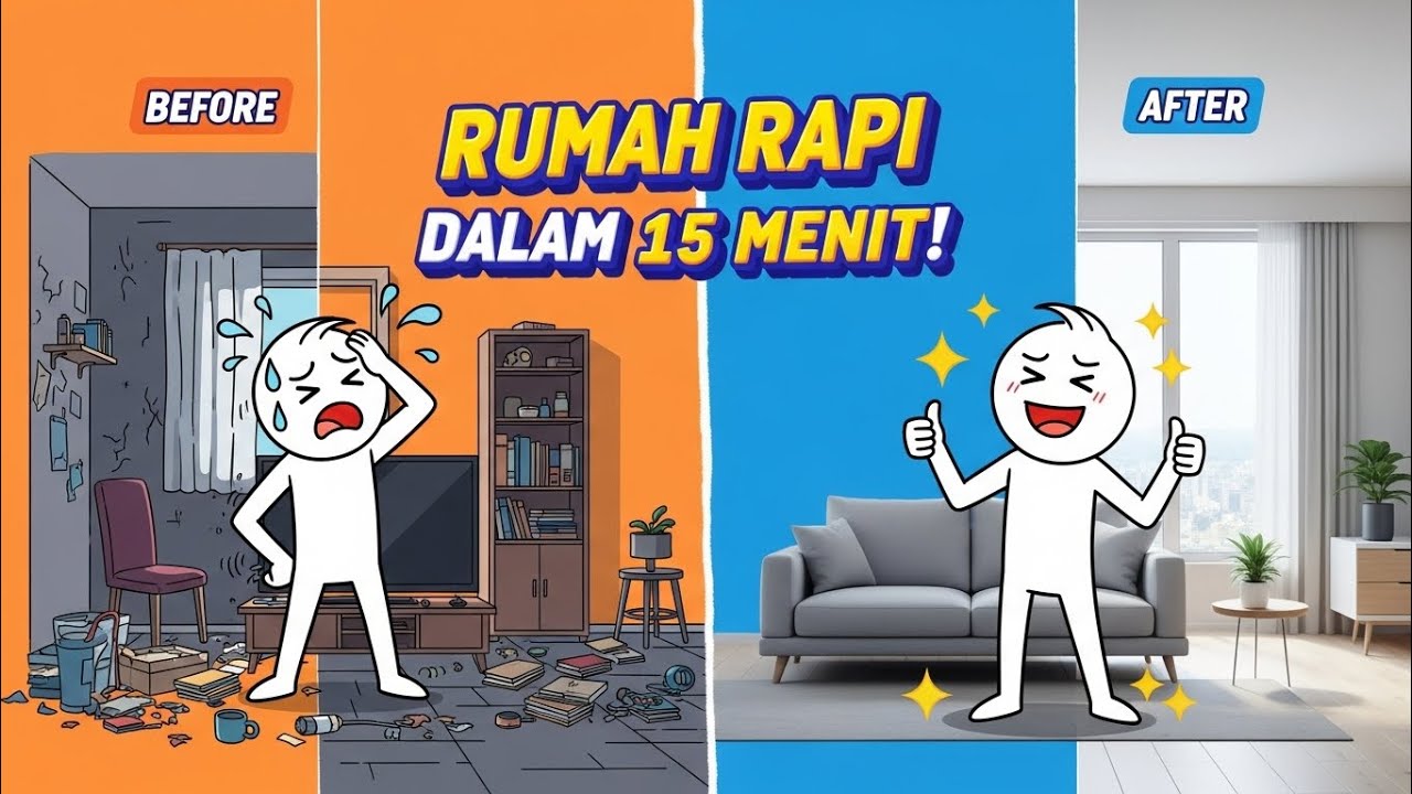 RUMAH RAPI DALAM 15 MENIT! 🕒 Trik Rahasia Buat Kamu yang Super Sibuk! ✨
