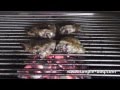 Chicken thighs cooked directly on an open or built in barbecue