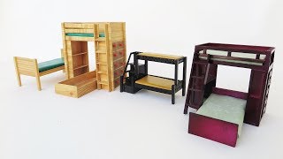 3 DIY Miniature Bunk Bed & Trundle bed Compilation to do at home - Doll bed , in this video will show 3 kinds of miniature bed , ( 